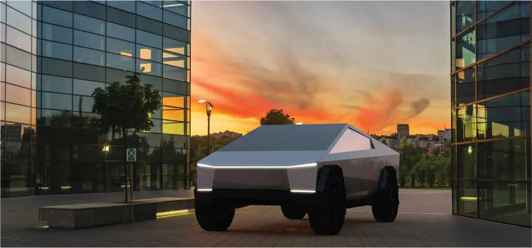 Tesla cybertruck in action
