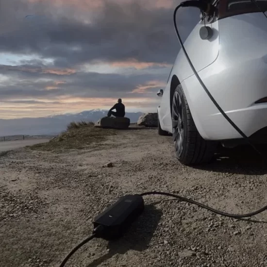 Tesla charging outdoor using portable charger