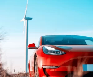 Tesla with wind energy charging